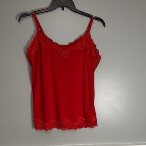 Lane Bryant Red Lace Trim Cami with Adjustable Straps